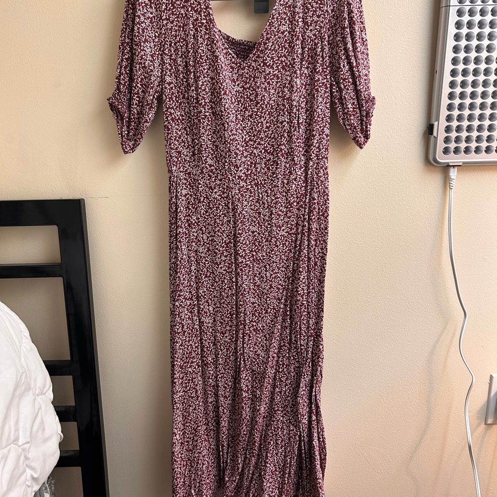 Old Navy Burgundy Floral Maxi Dress